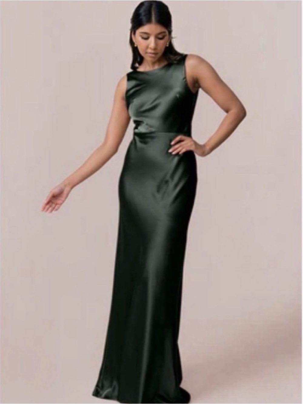 Revelry Emerald Satin Maxi Dress